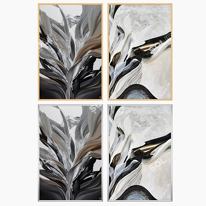 Modern Art Set with Frames 3D model image 3