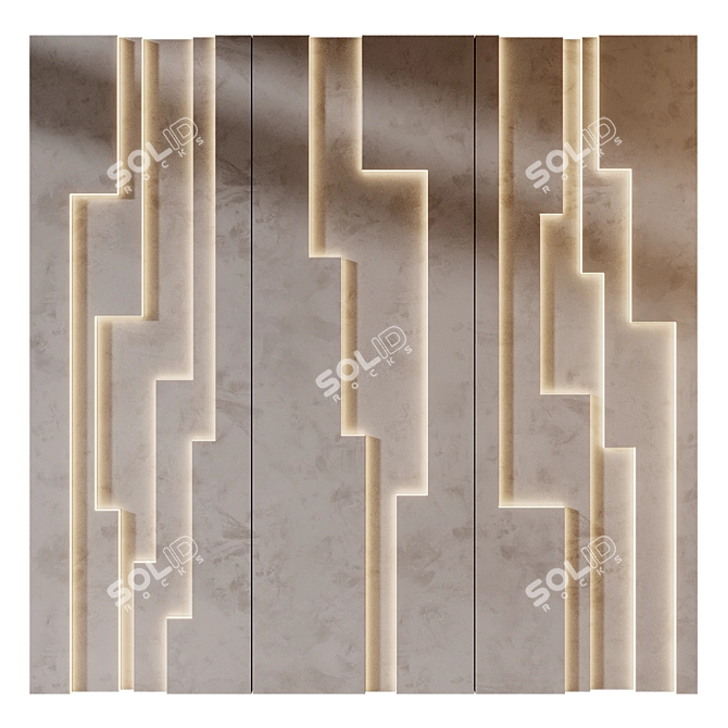Russian Wood Wall Panels Set 3D model image 1