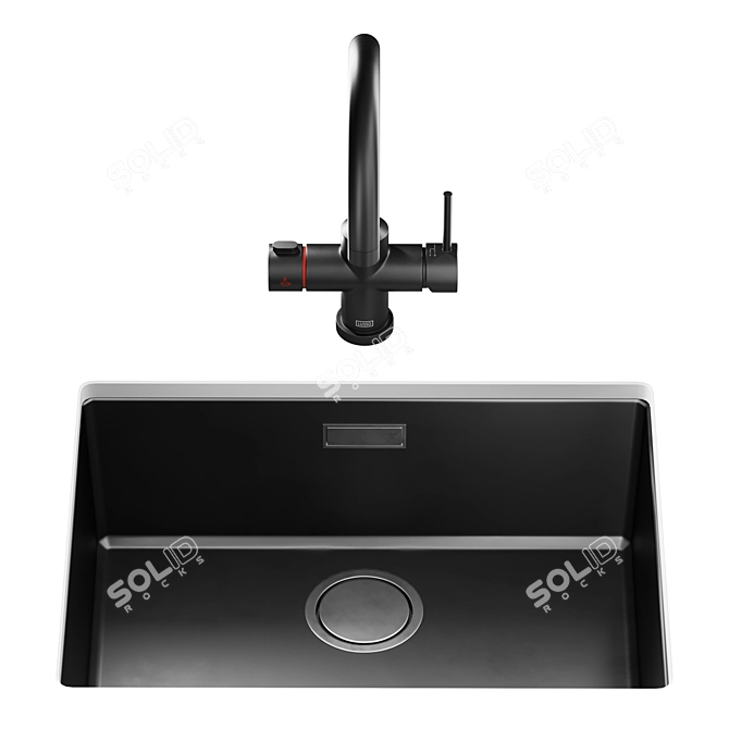 Modern Black Kitchen Sink Set 3D model image 3