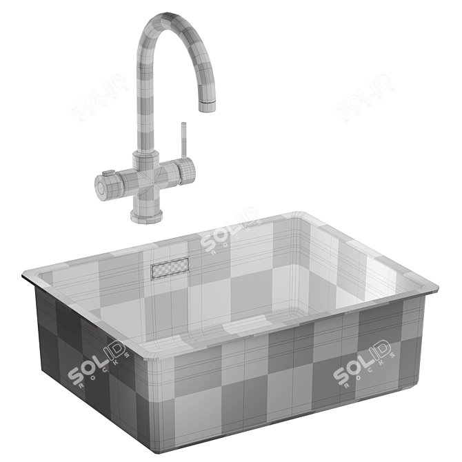 Modern Black Kitchen Sink Set 3D model image 6