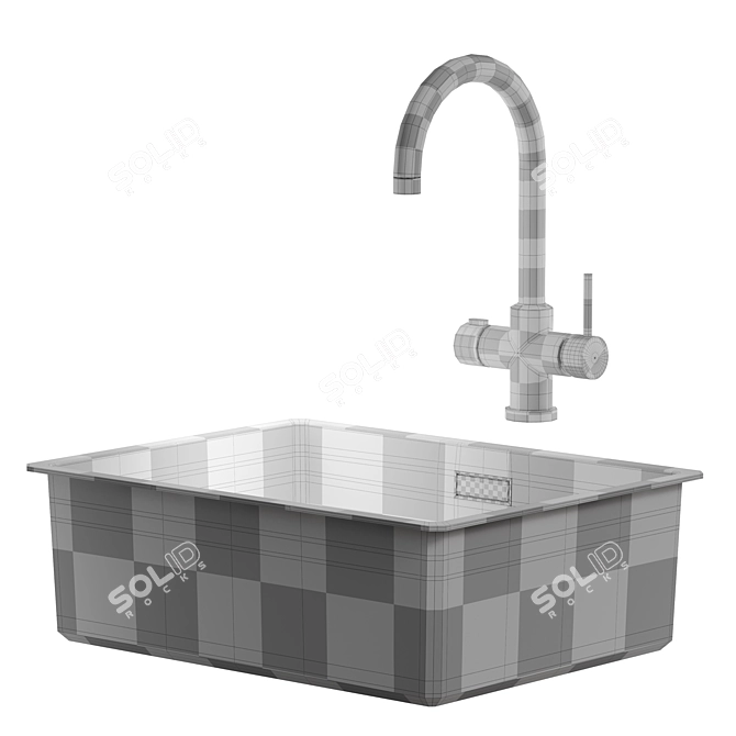 Modern Black Kitchen Sink Set 3D model image 7