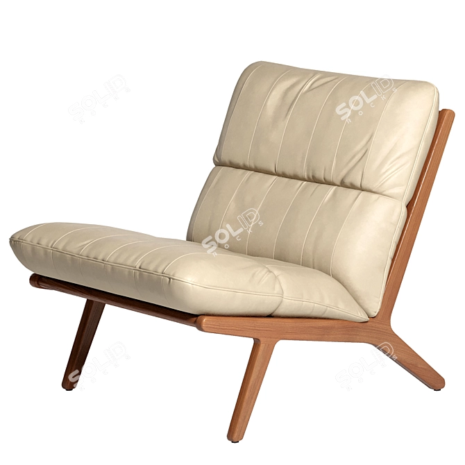 Stylish Leather Armchair with Wood Frame 3D model image 3