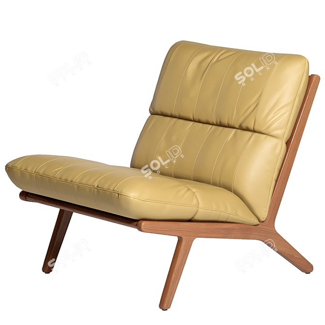 Stylish Leather Armchair with Wood Frame 3D model image 4