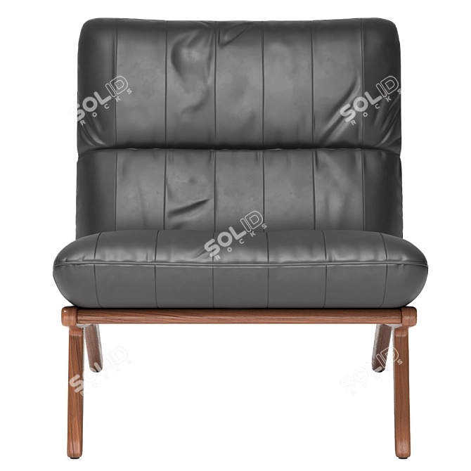 Stylish Leather Armchair with Wood Frame 3D model image 5