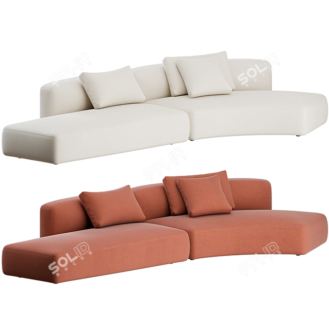 Elegant Cozy Curve Sofa Set 3D model image 1