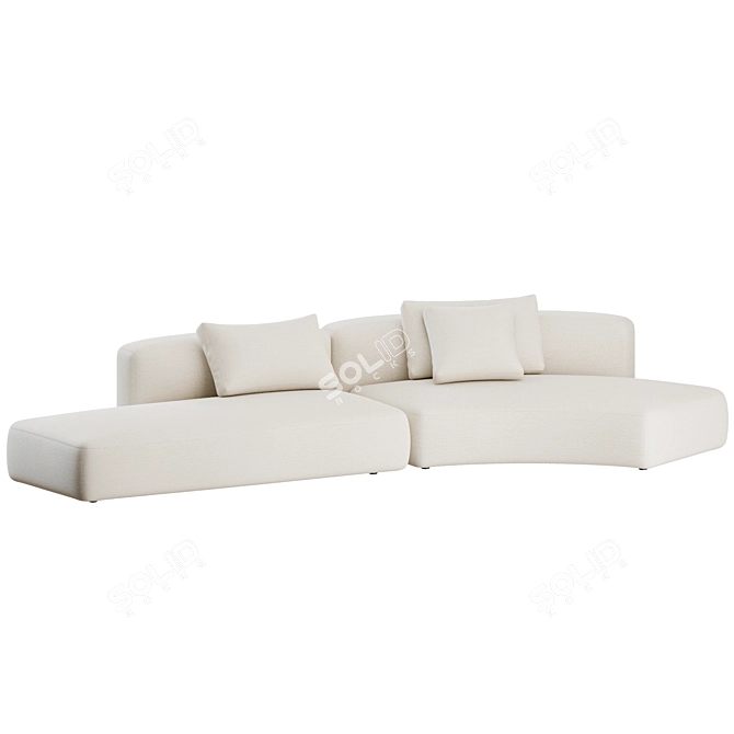 Elegant Cozy Curve Sofa Set 3D model image 4