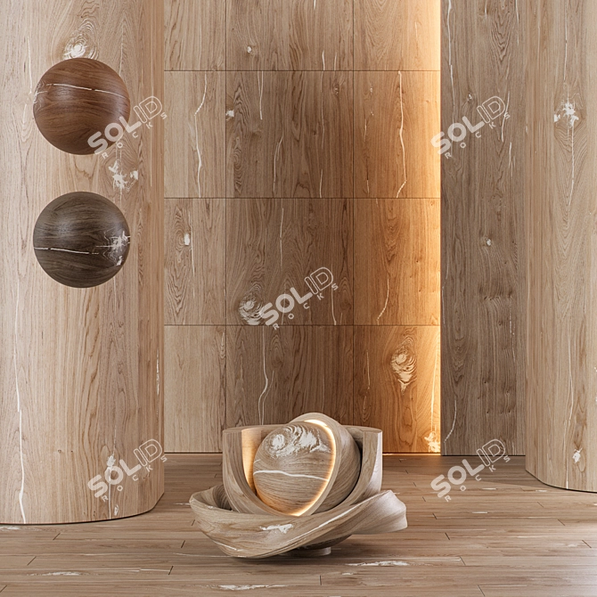 Vintage Oak Wood Texture Set 3D model image 1