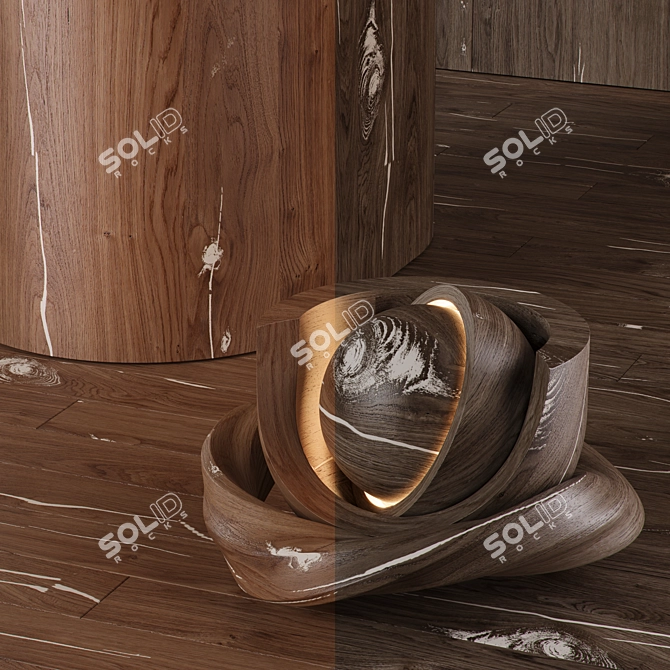 Vintage Oak Wood Texture Set 3D model image 4