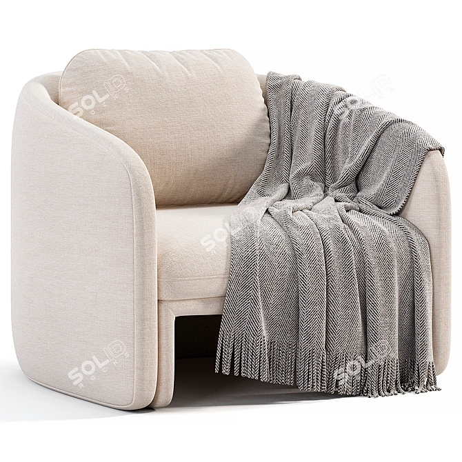 Laredoute Bouclé Fabric Armchair 3D model image 2