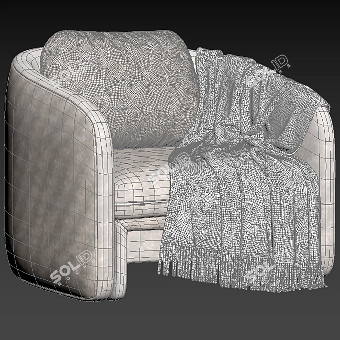 Laredoute Bouclé Fabric Armchair 3D model image 6