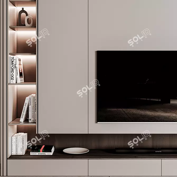 Modern TV Wall 3D Model 3D model image 2