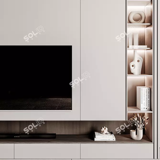 Modern TV Wall 3D Model 3D model image 3