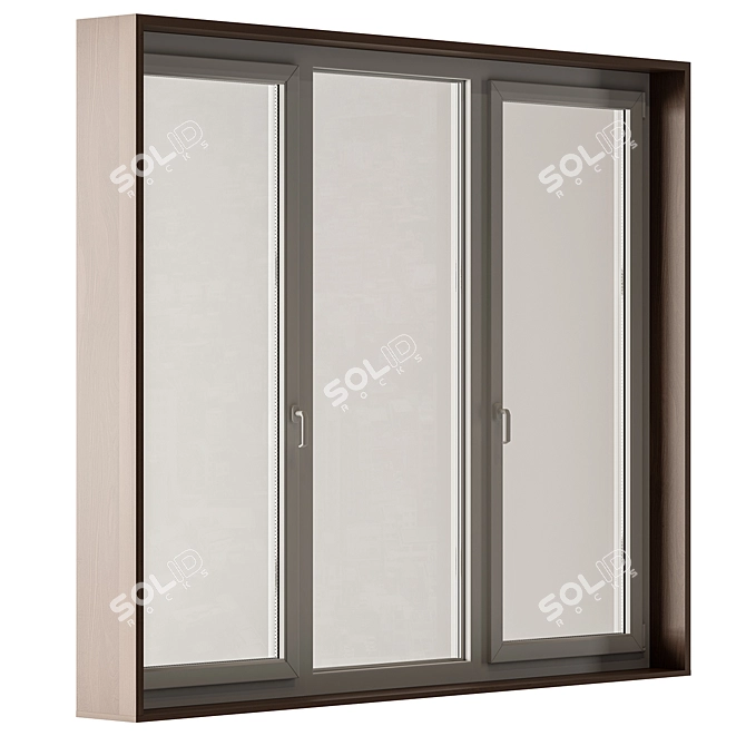 Windows Set 32-White Frame, 9 Window 3D model image 2