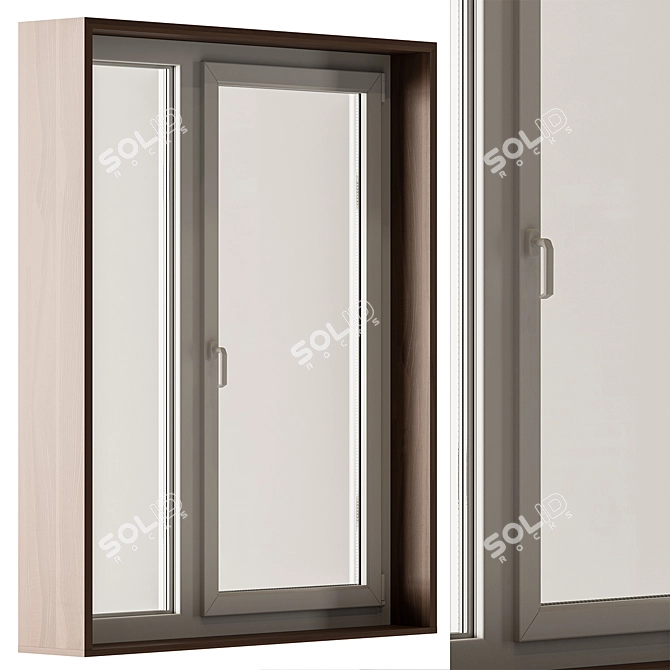 Windows Set 32-White Frame, 9 Window 3D model image 5