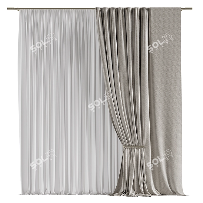 Folded Curtain 009 3D model image 1