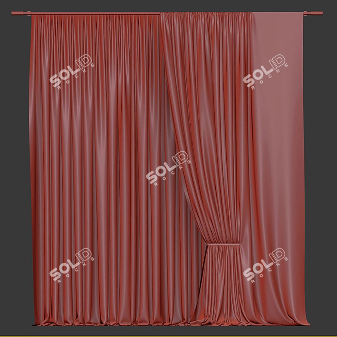 Folded Curtain 009 3D model image 3