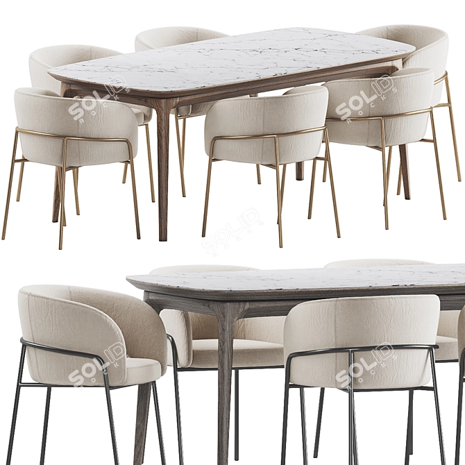 Modern Dining Set V-Ray 3Ds 3D model image 1