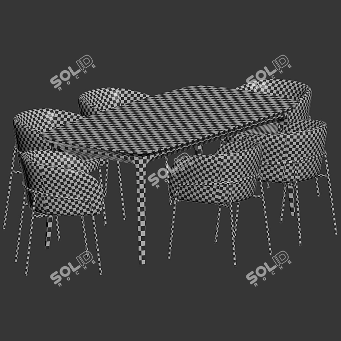 Modern Dining Set V-Ray 3Ds 3D model image 6