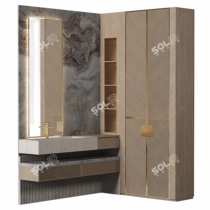 Luxury Bathroom Storage Set 3D model image 1