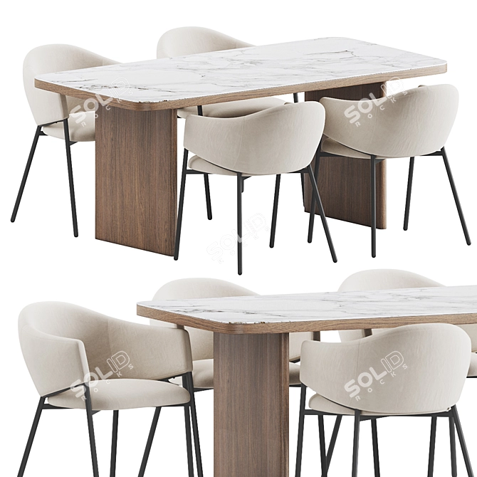 Elegant Dining Set with Eliza Chair 3D model image 1