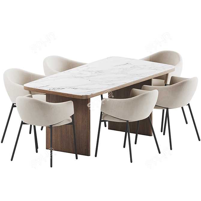 Elegant Dining Set with Eliza Chair 3D model image 4