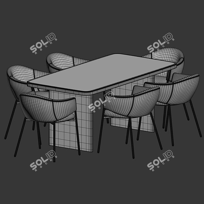 Elegant Dining Set with Eliza Chair 3D model image 5