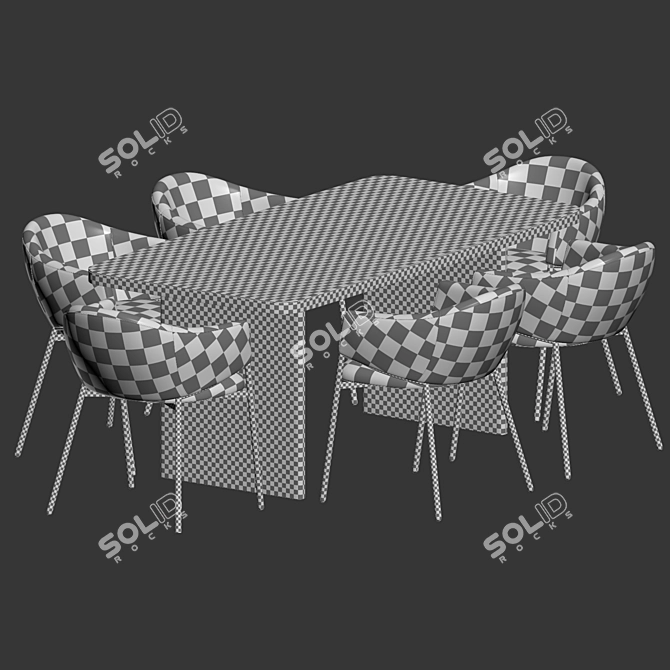 Elegant Dining Set with Eliza Chair 3D model image 6