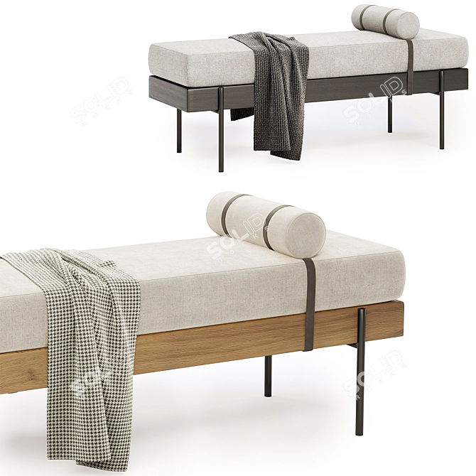 Elegant Colburne Upholstered Bench 3D model image 2