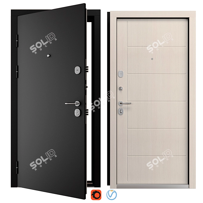  Larce Metal Entry Door 3D model image 1