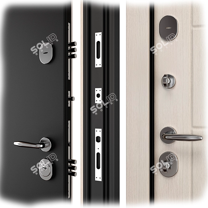  Larce Metal Entry Door 3D model image 2