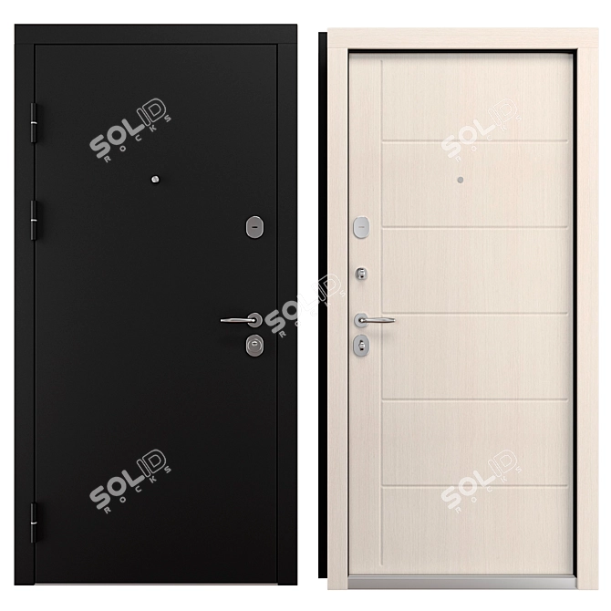  Larce Metal Entry Door 3D model image 3