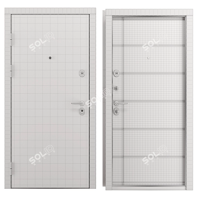  Larce Metal Entry Door 3D model image 4