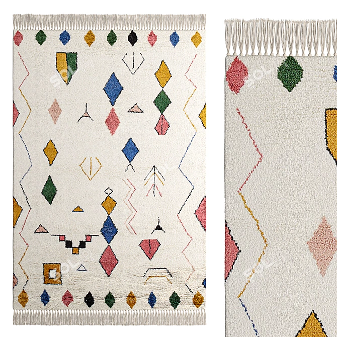 Cozy Bremar Berber Wool Rug 3D model image 1