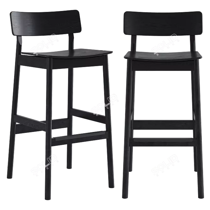 Modern Black PAUSE Bar Stool 3D model image 1