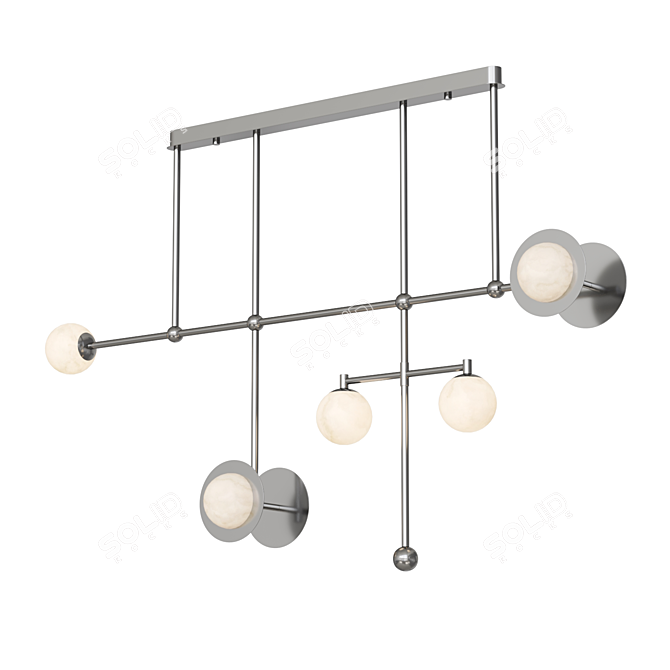 Alabaster Dual-Light Pendant Lamp 3D model image 2