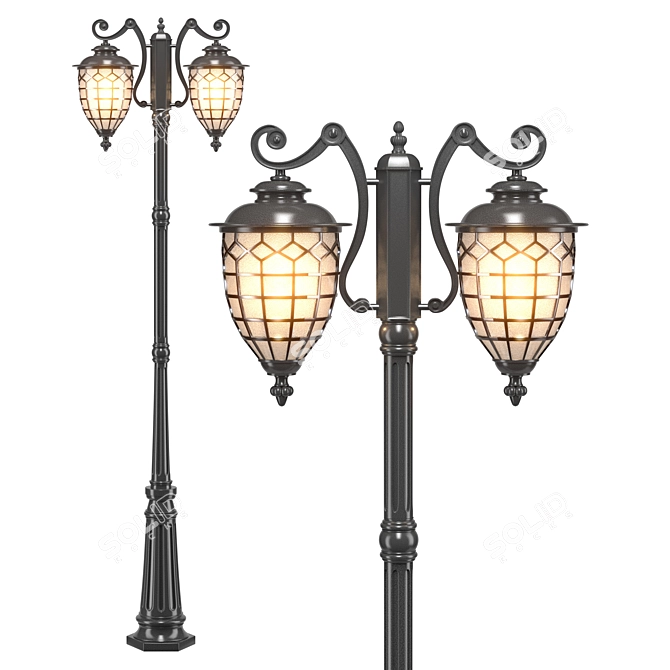 European Style Aluminum Garden Street Lamp 3D model image 2