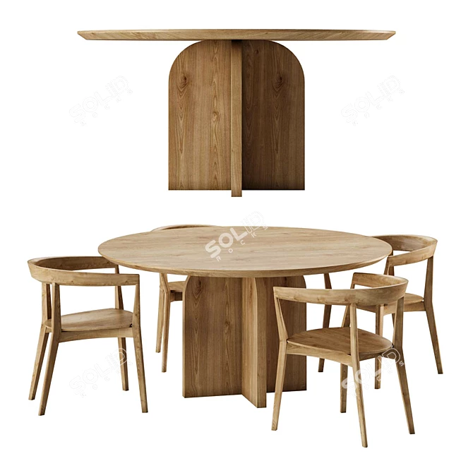 Designer Dining Set: MORIS Table and Carola Chair 3D model image 1
