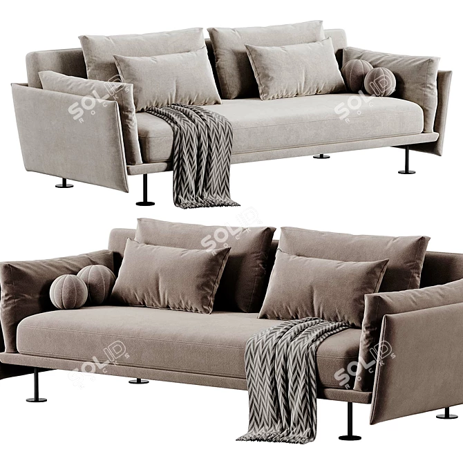 Elegant Twils Harold 3-Seater Sofa 3D model image 1