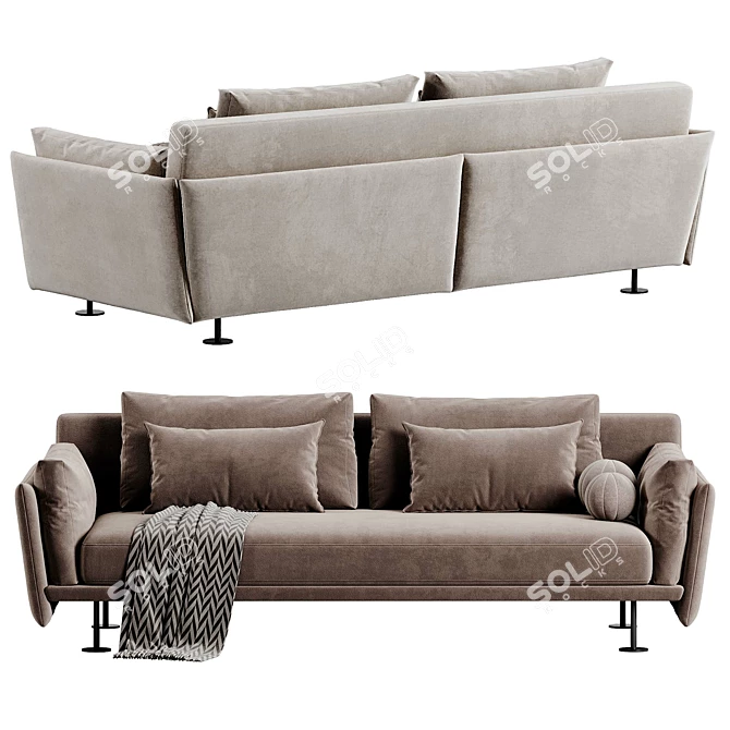 Elegant Twils Harold 3-Seater Sofa 3D model image 4