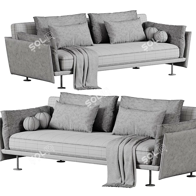 Elegant Twils Harold 3-Seater Sofa 3D model image 5