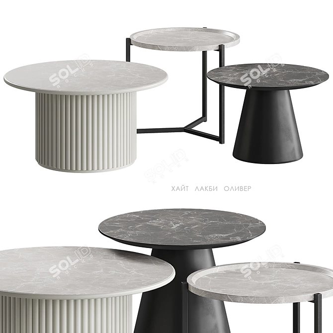 Contemporary Marble Coffee Tables 3D model image 1