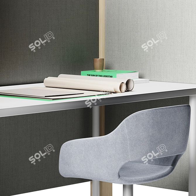 Modern Office Workstation with Partitions 3D model image 6