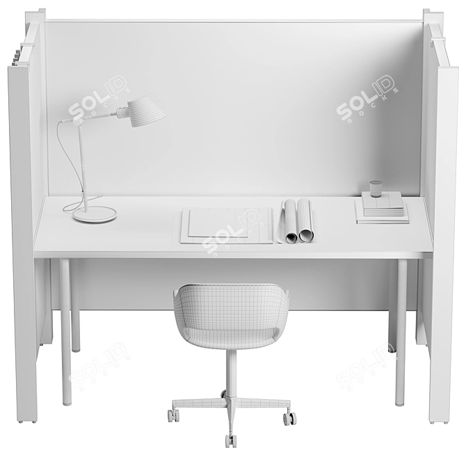 Modern Office Workstation with Partitions 3D model image 7