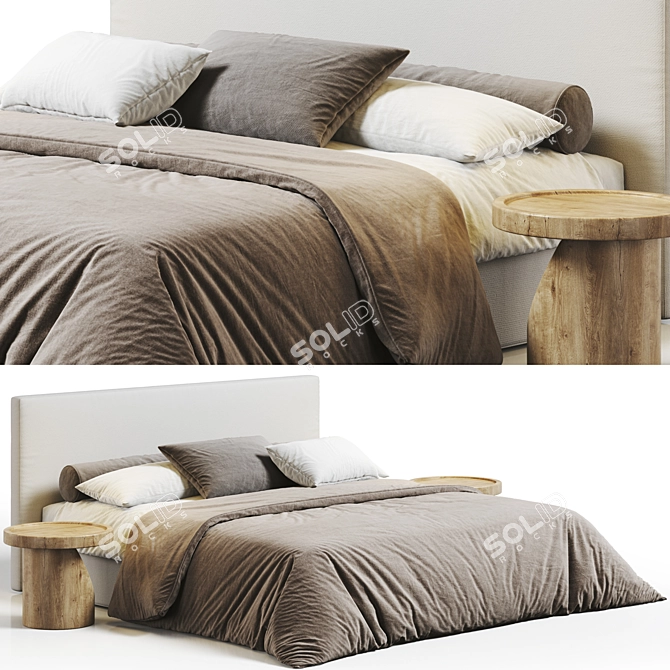 Elegant RH Sullivan Fabric Bed 3D model image 1