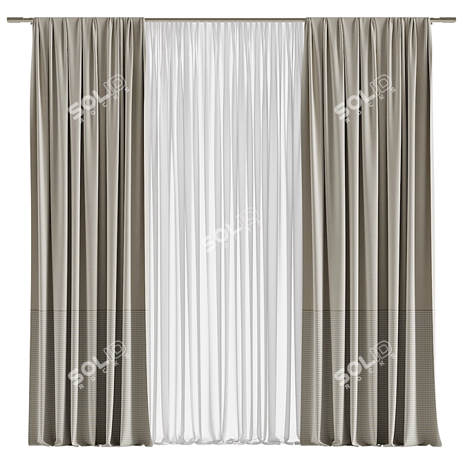 Unique 3D Curtain Design 3D model image 1