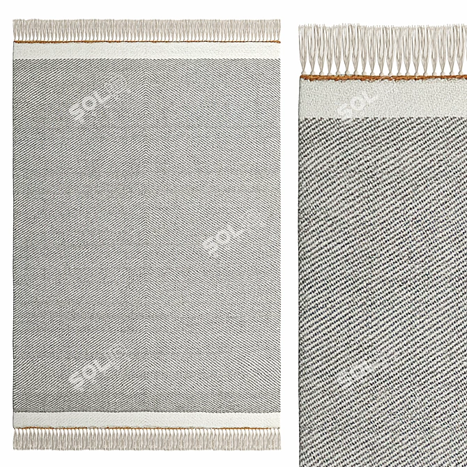 Elegant Naga Wool Fringed Rug 3D model image 1
