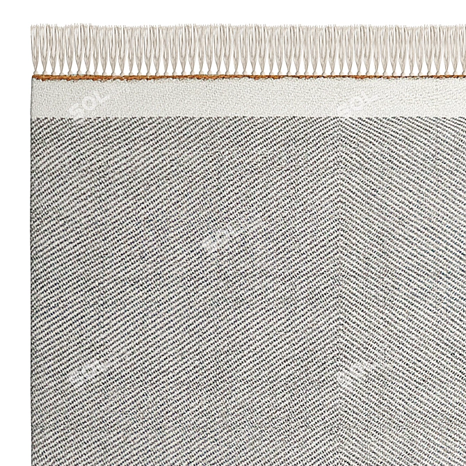 Elegant Naga Wool Fringed Rug 3D model image 2