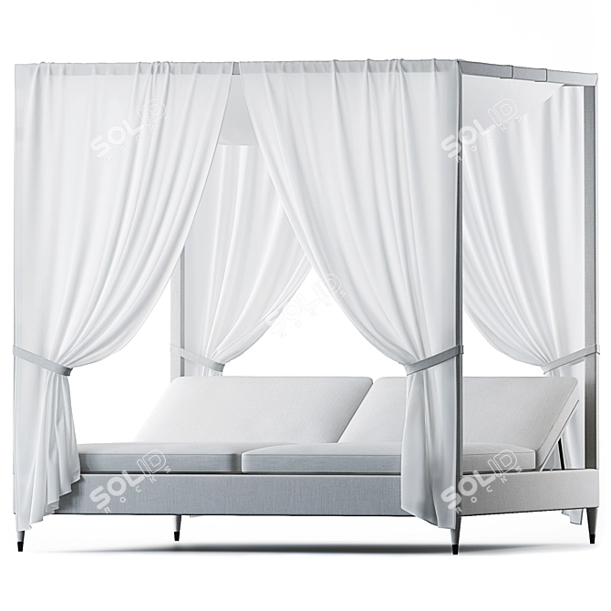 Elegant White 2-Seat Canopy Daybed 3D model image 1