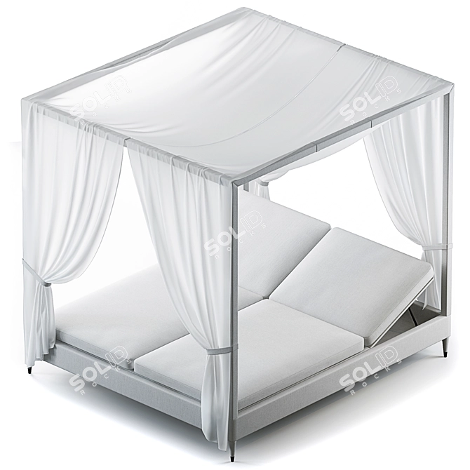 Elegant White 2-Seat Canopy Daybed 3D model image 2