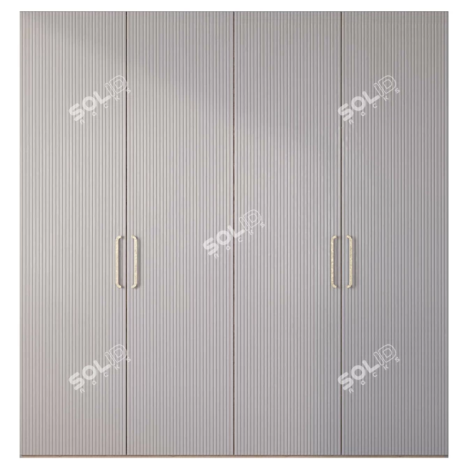 Metal Wood Gray Bingo Wardrobe 3D model image 1